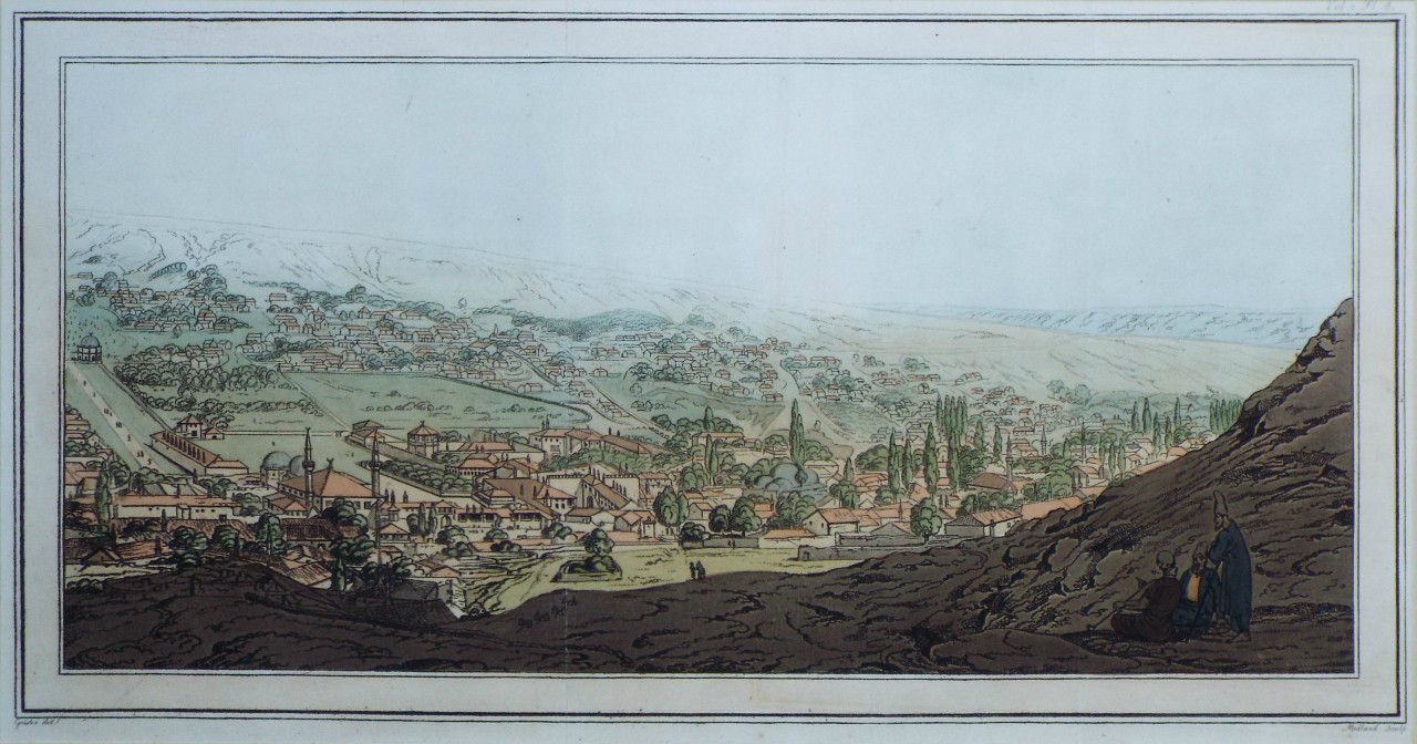 Aquatint - The Upper part of the narrow Valley and the Town of Bakhtshisaria - 