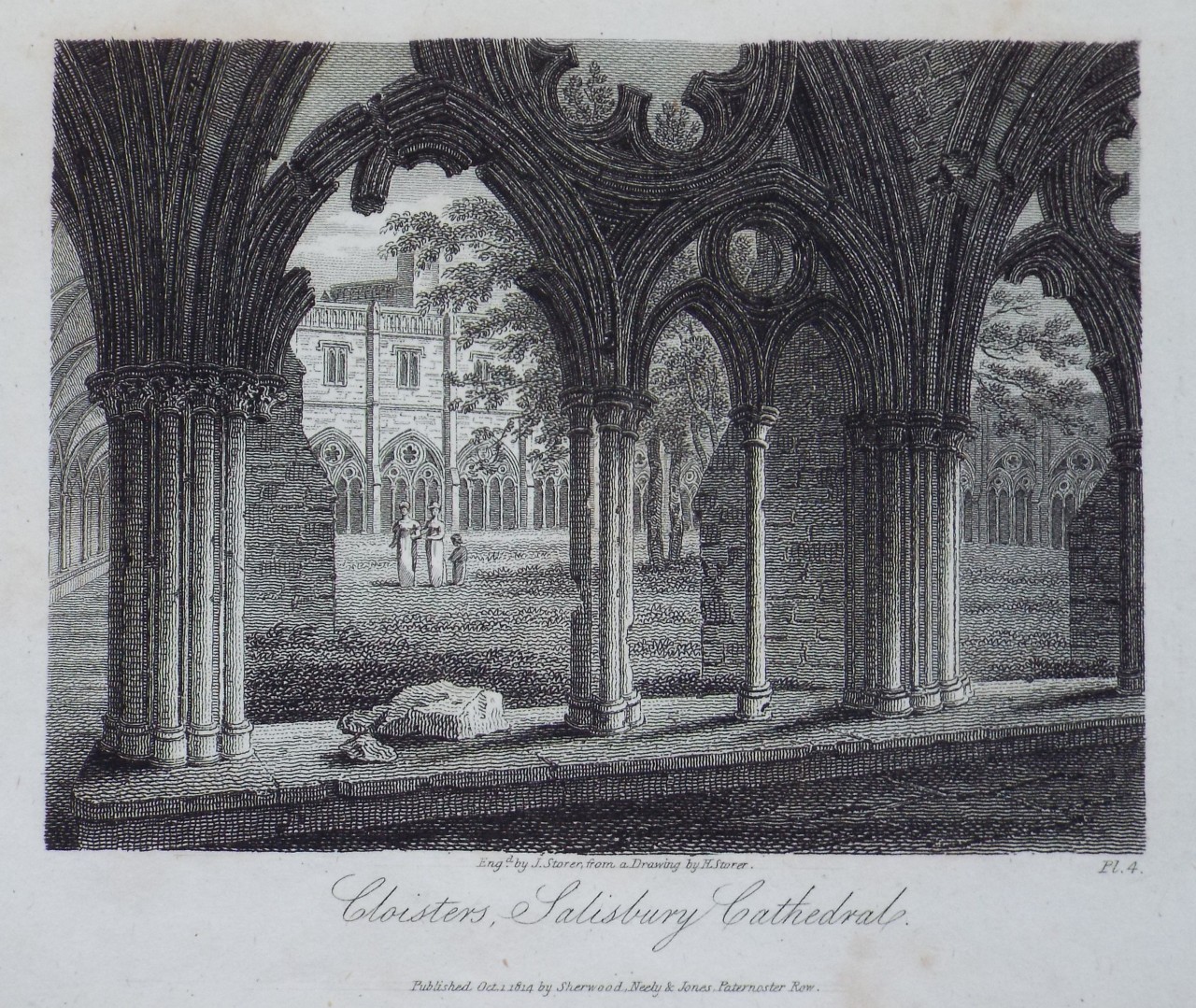 Print - Cloister, Salisbury Cathedral. - Storer