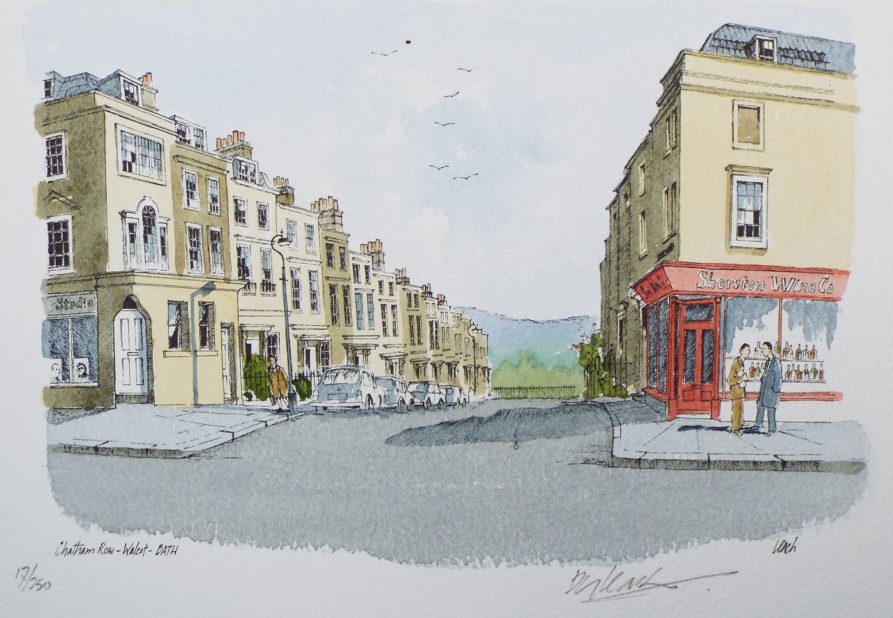 Giclee print with hand colour - Chatham Row - Walcot -  Bath