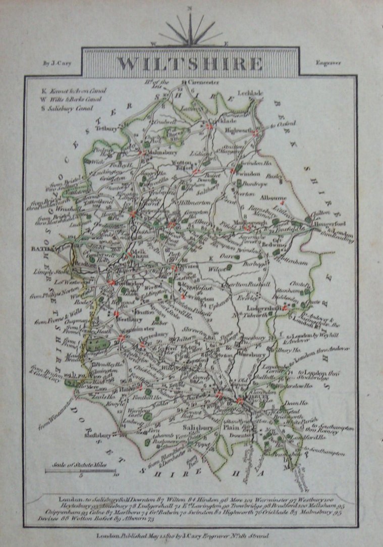 Map of Wiltshire - Cary