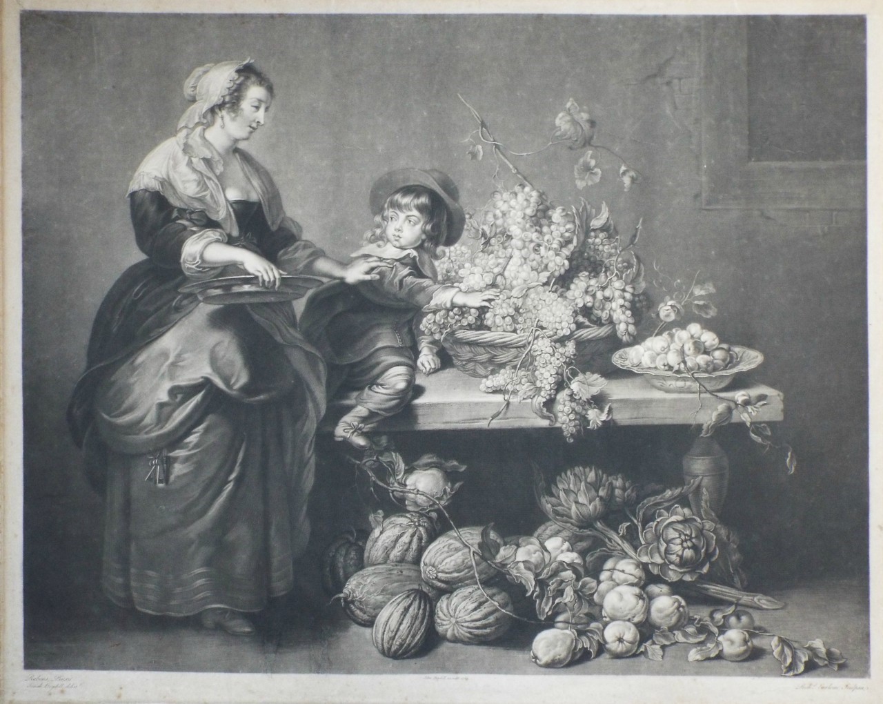 Mezzotint - Rubens's Son and Nurse. In the Collection of the Right Honourable the Earl of Bute - Earlom