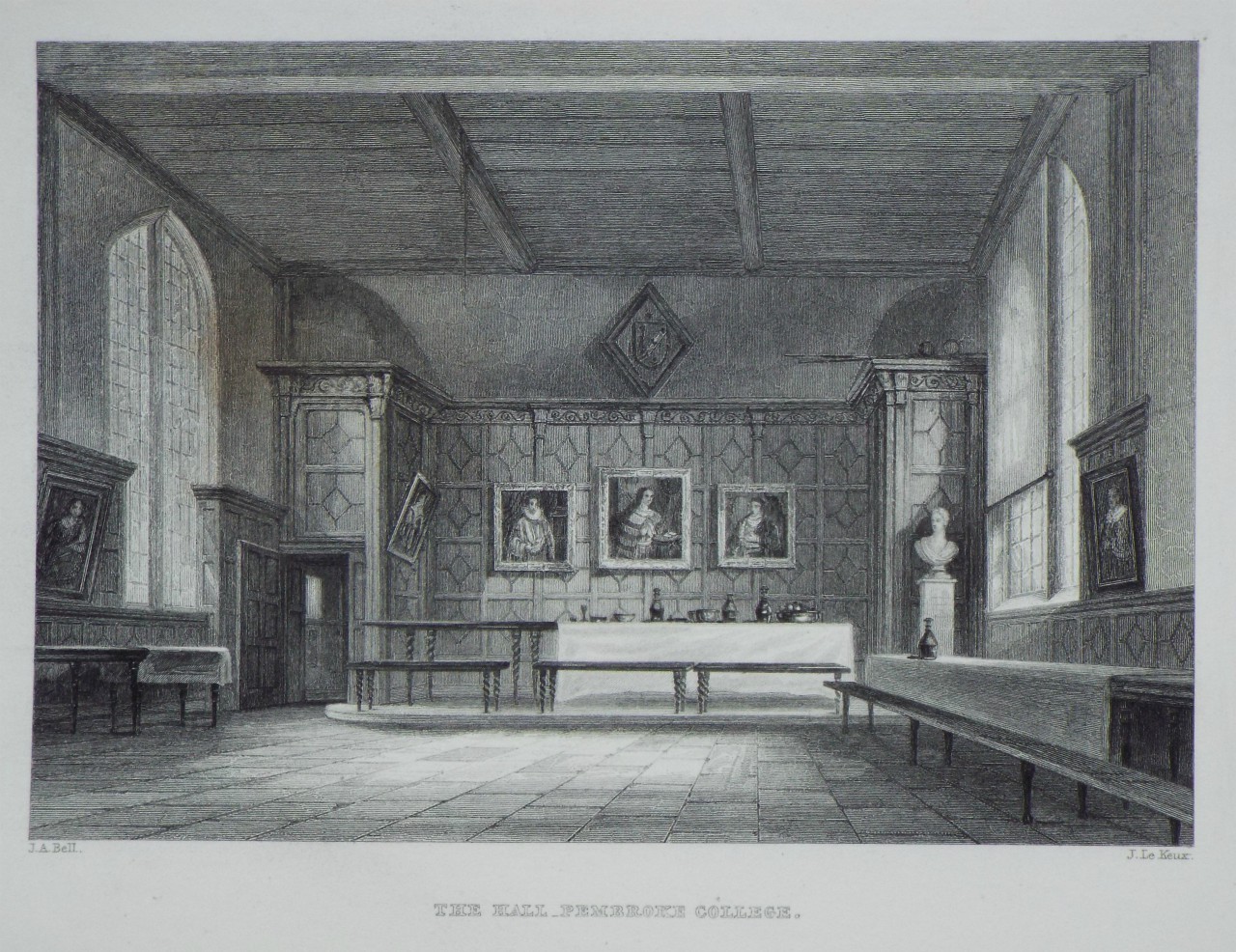 Print - The Hall, Pembroke College. - Le