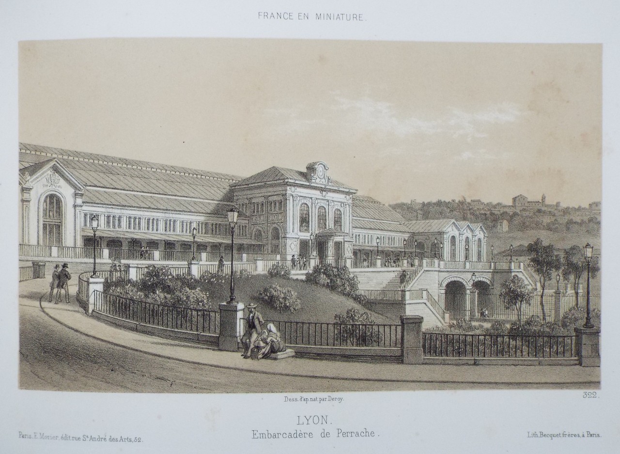 Lithograph - Lyon. Embarcadere de Perrache. - 