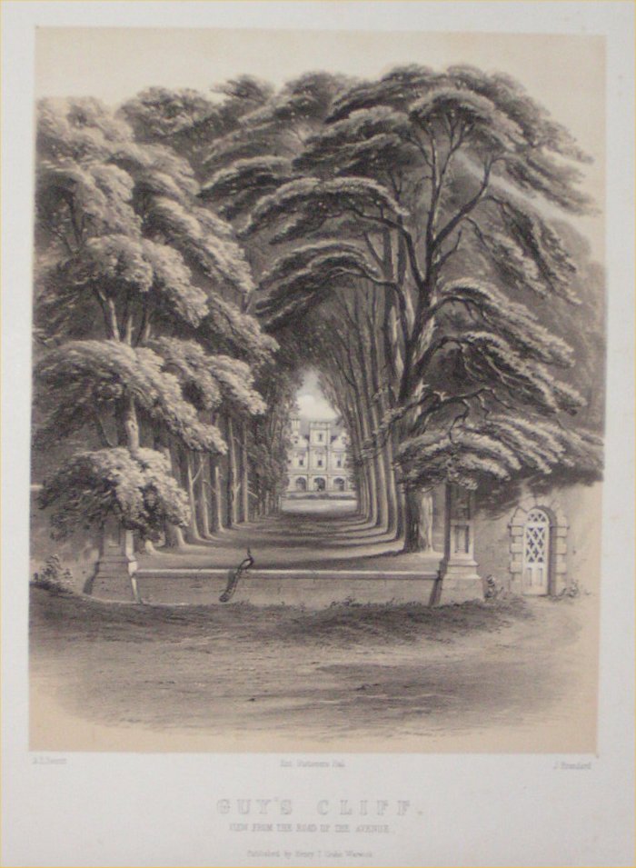 Lithograph - Guy's Cliff. View from the Road up the Avenue - Brandard