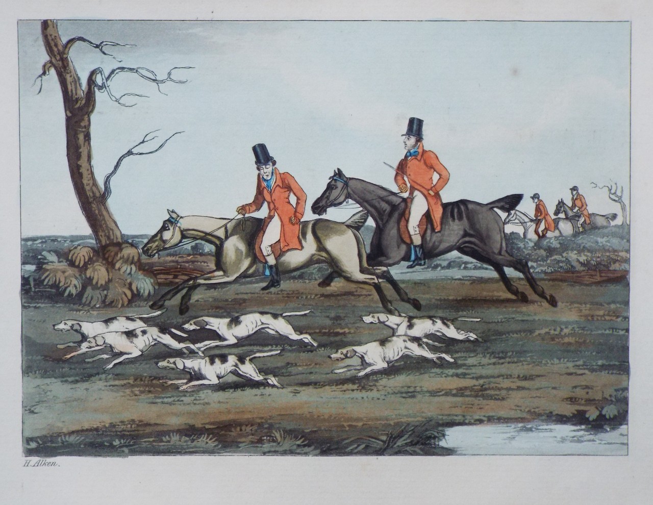 Aquatint - Fox Hunting - Running with Hounds
