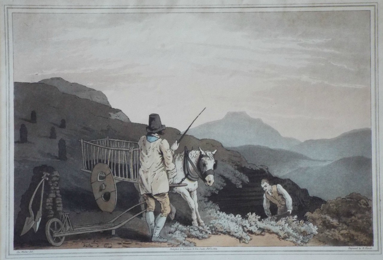 Aquatint - The Peat Cart. - Havell