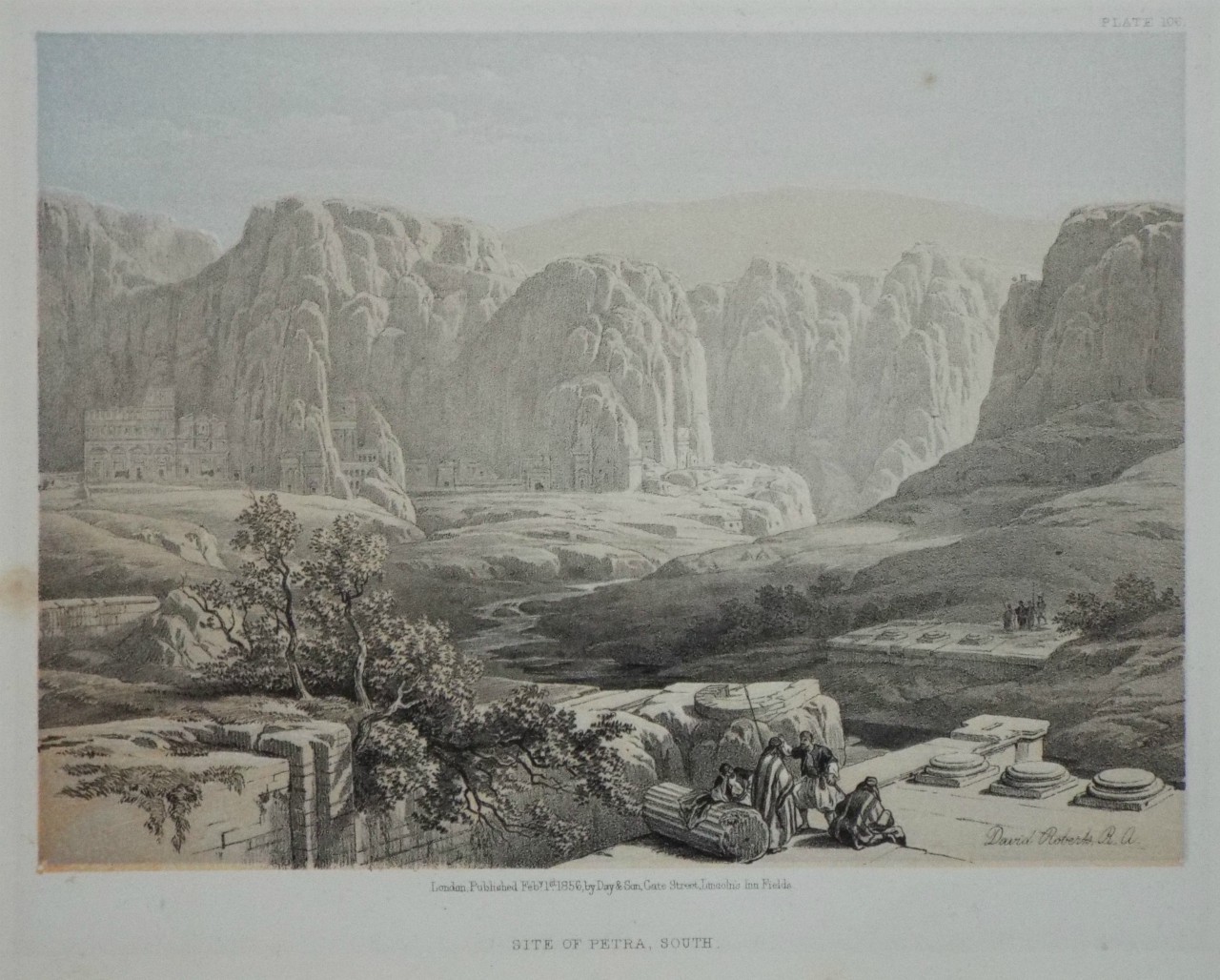 Lithograph - Site of Petra, South. - Roberts