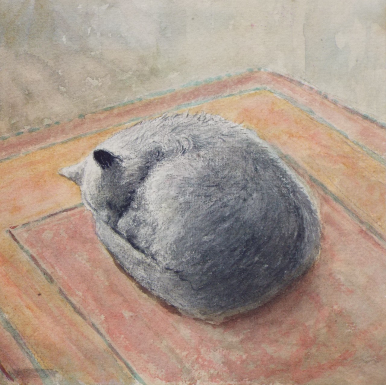Watercolour - Sleeping Cat