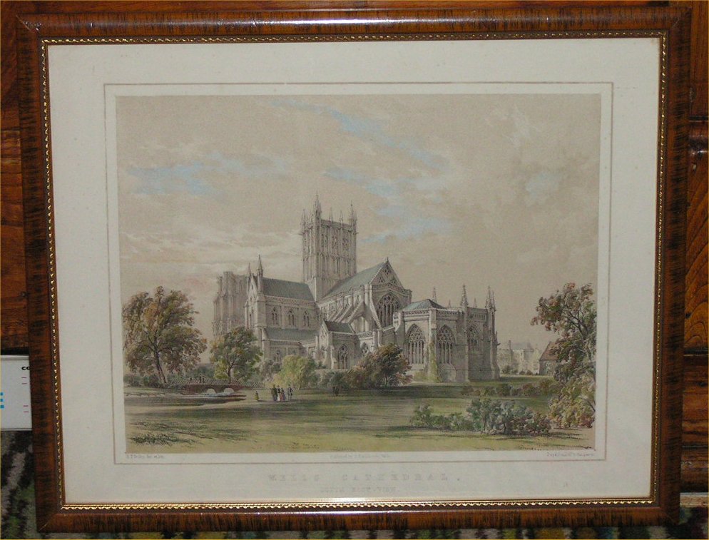 Lithograph - Wells Cathedral, South East View - Dolby