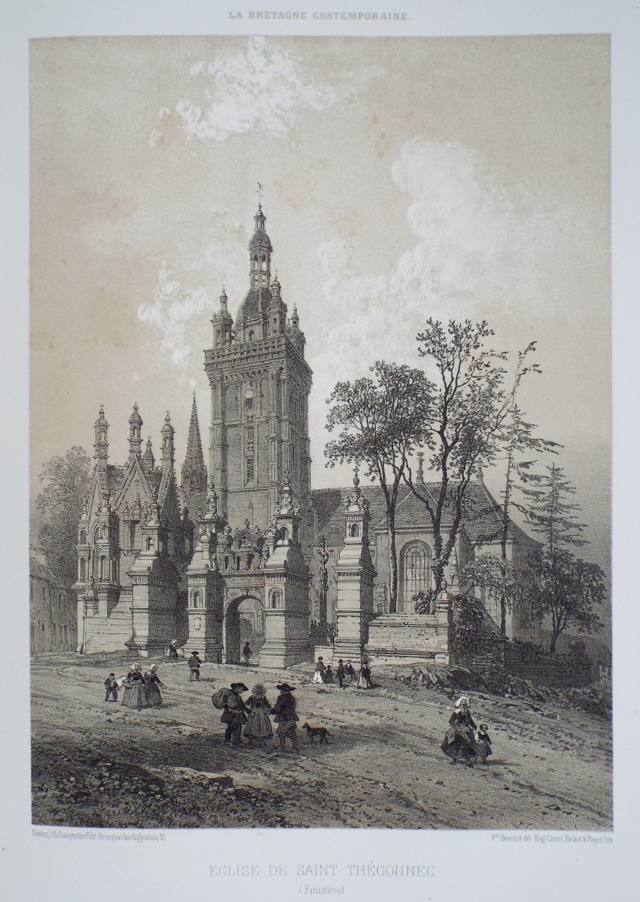 Lithograph - Eglise de Saint-Thegonnec. (Finistere) - Ciceri