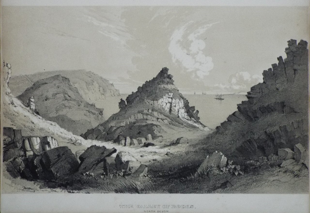 Lithograph - The Valley of Rocks, North Devon