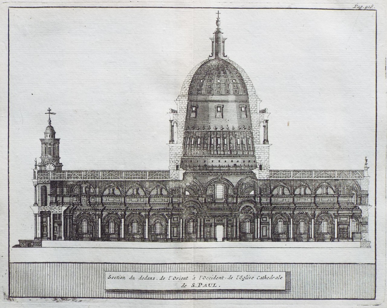Print - Section du dedans, de l'Orient a l'Occident de l'Eglise Cathedrale de S. Paul.
