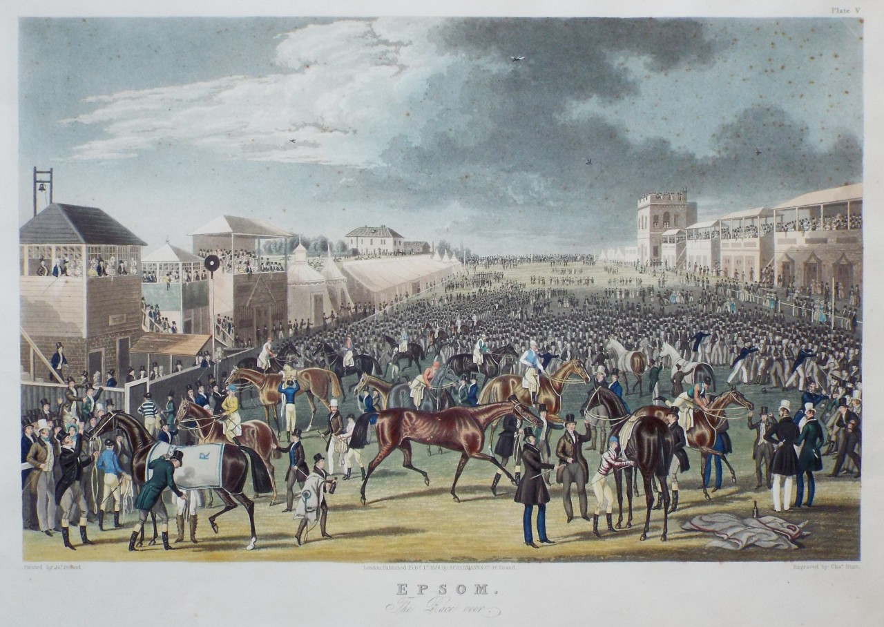 Aquatint - Epsom. The Race Over. - Hunt
