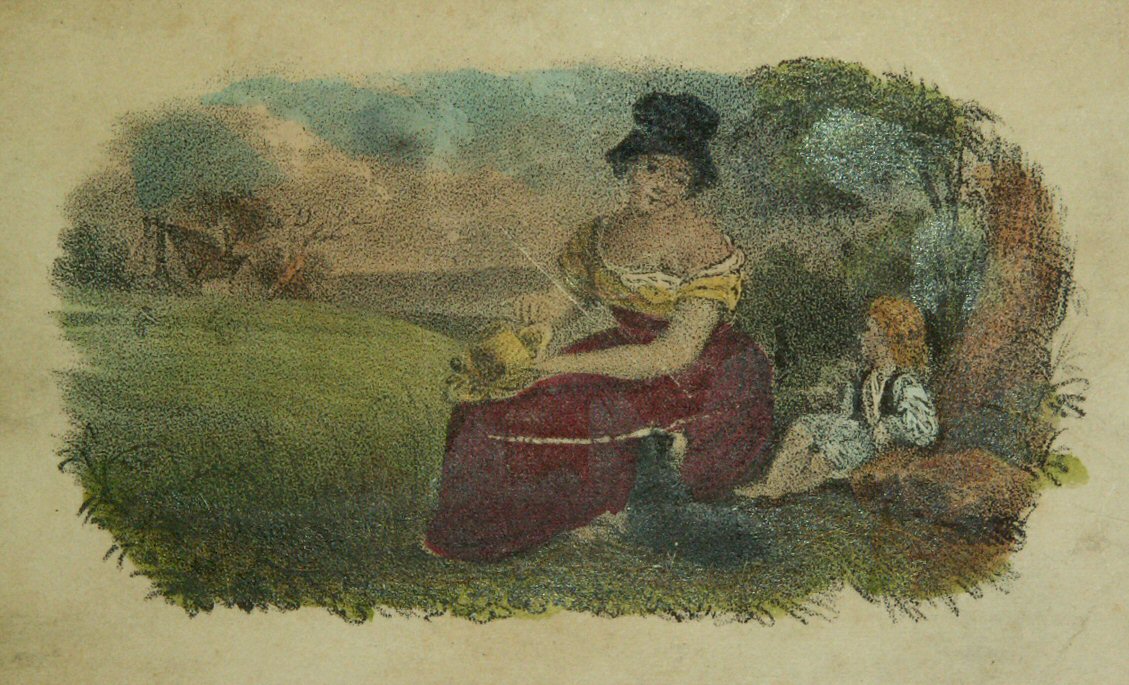 Lithograph - (Seated woman and girl in a meadow)