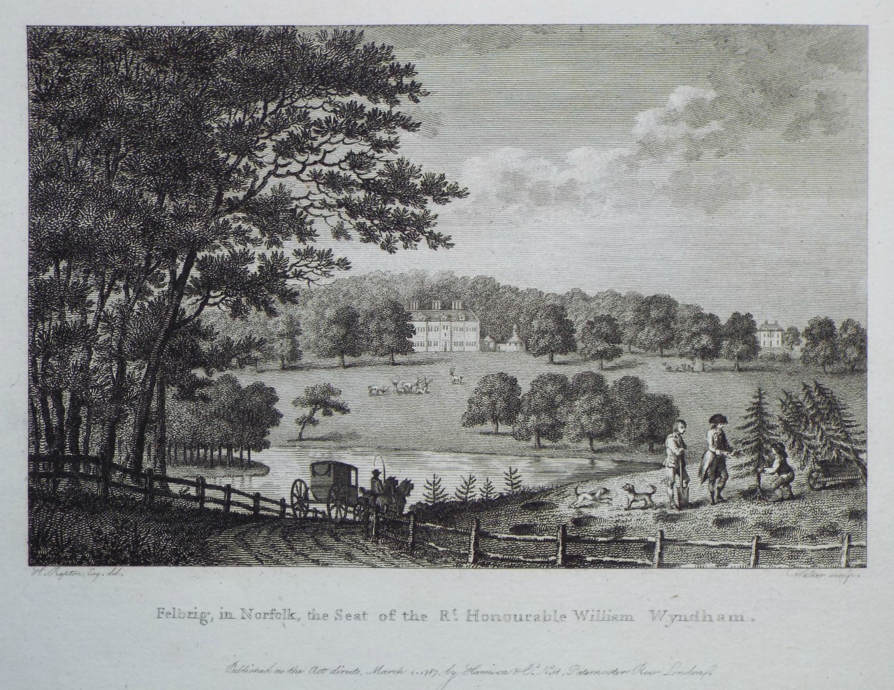 Print - Felbrig, in Norfolk, the Seat of the Rt. Honourable William Wyndham. - 