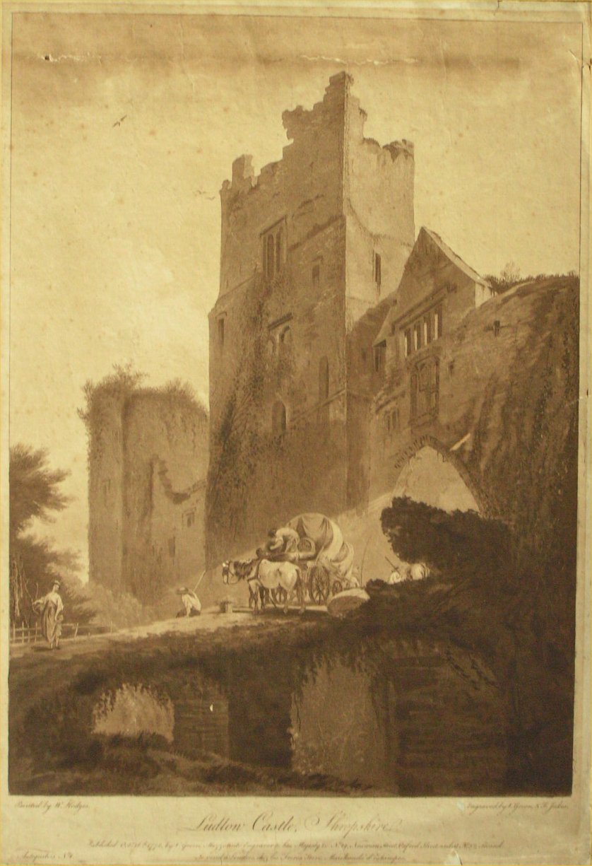 Aquatint - Ludlow Castle, Shropshire - Green