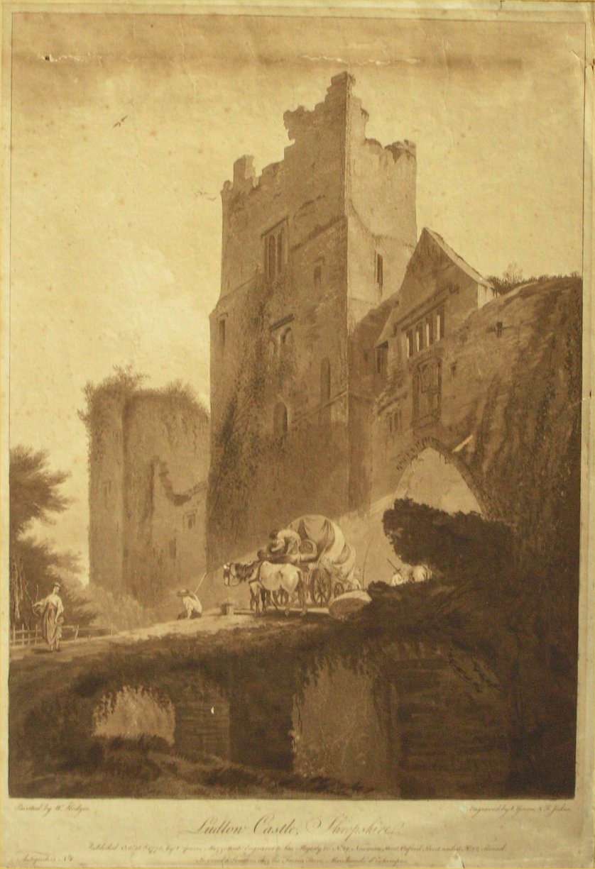 Aquatint - Ludlow Castle, Shropshire - Green