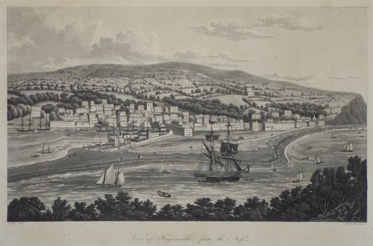 Aquatint - View of Teignmouth, from the Ness. - Havell