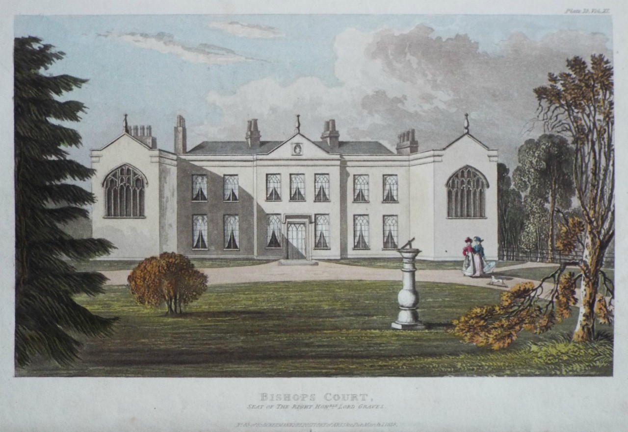 Aquatint - Bishops Court, Seat of the Right Honble Lord Graves.