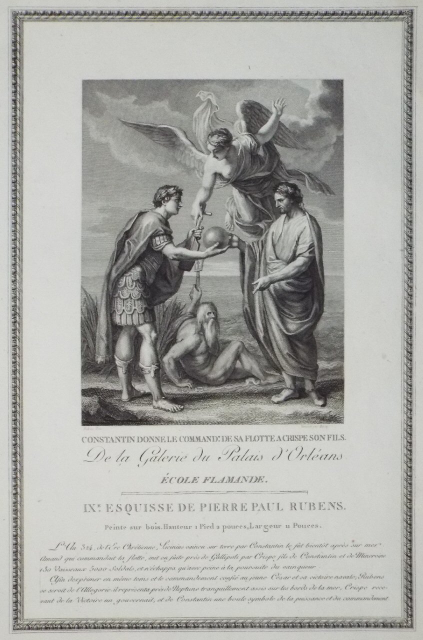 Print - Constantin donne le Commandt. de sa Flotte a Crispe son Fils. De la Galerie du Palais d'Orleans. Ecole Flamande. - 