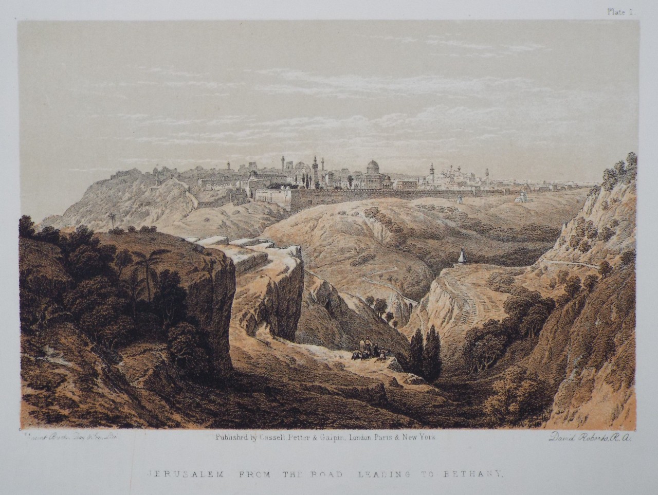 Lithograph - Jerusalem from the road leading to Bethany.