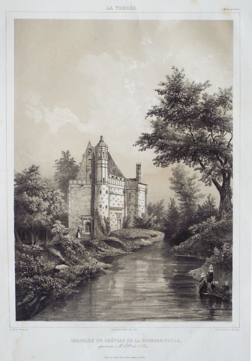 Lithograph - Chapelle du Chateau de la Bourgonniere. appartenant de Mr. le Cte. de St. Pern. - Jacottet