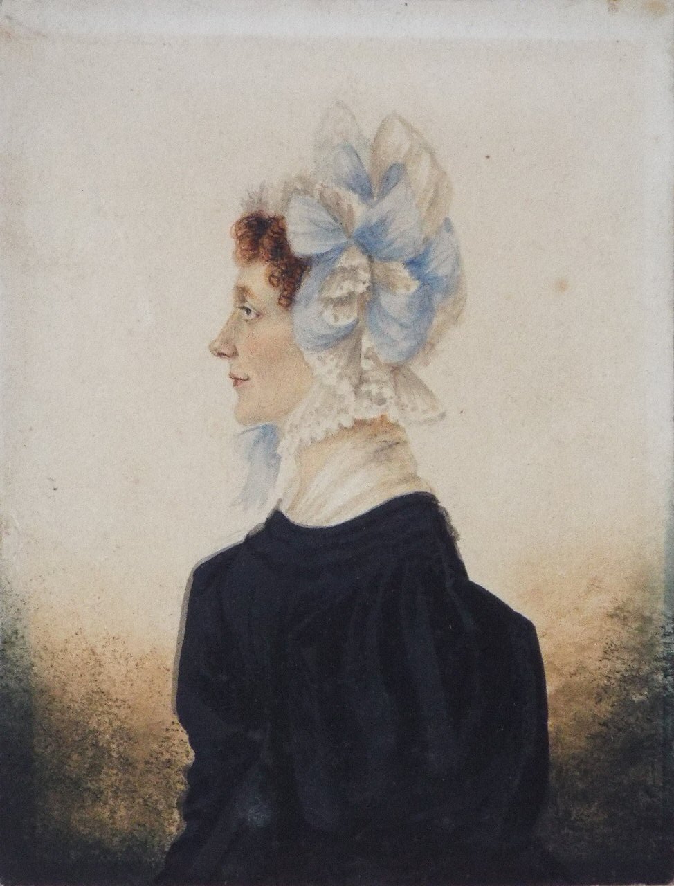 Watercolour - Portrait of a woman wearing a bonnet