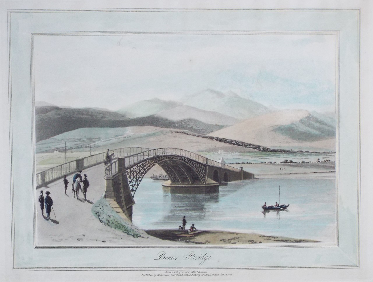 Aquatint - Bonar Bridge. - Daniell