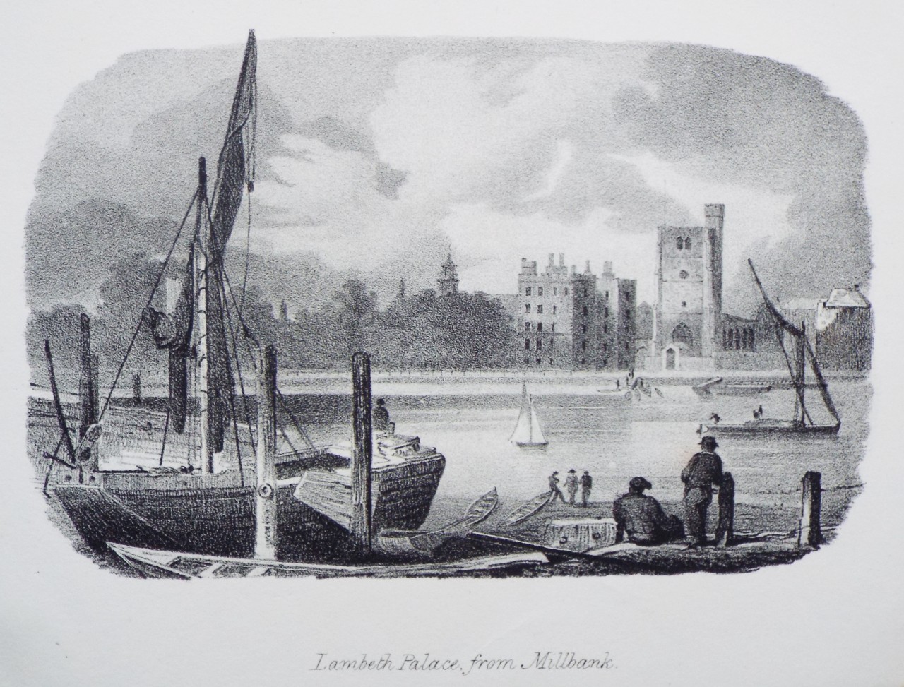 Lithograph - Lambeth Palace, from Millbank.
