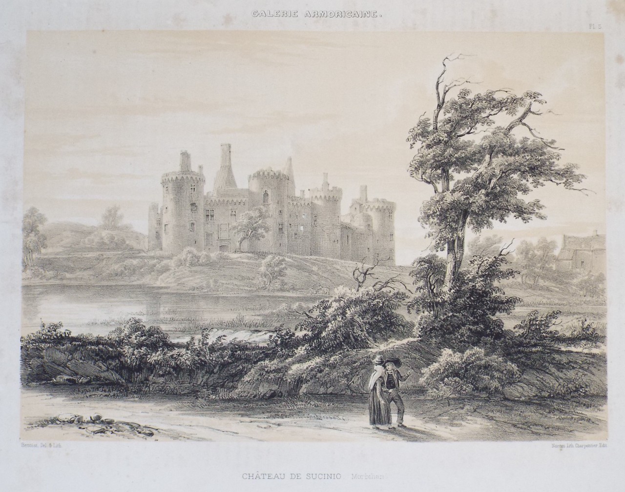 Lithograph - Galerie Armoricaine. Chateau de Sucinio. (Morbihan) - Benoist