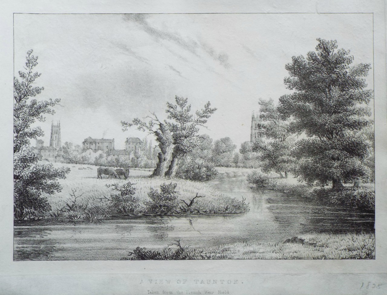 Lithograph - A View of Taunton Taken from the French Weir Field