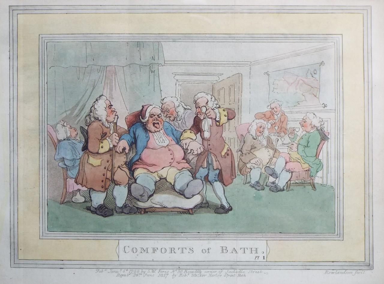 Aquatint - Comforts of Bath. Pl 1. - Rowlandson