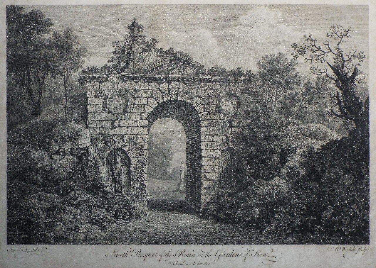 Print - North Prospect of the Ruin in the Gardens of Kew. W. Chambers Achitectus. - Woollett