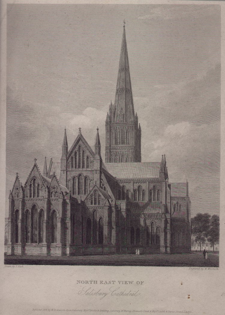 Print - North East View of Salisbury Cathedral - Woolnoth
