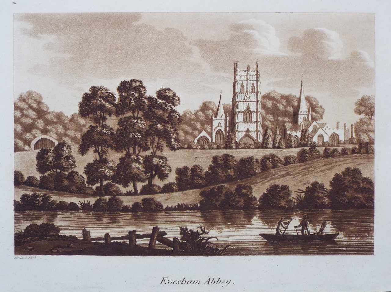 Aquatint - Evesham Abbey. - Ireland