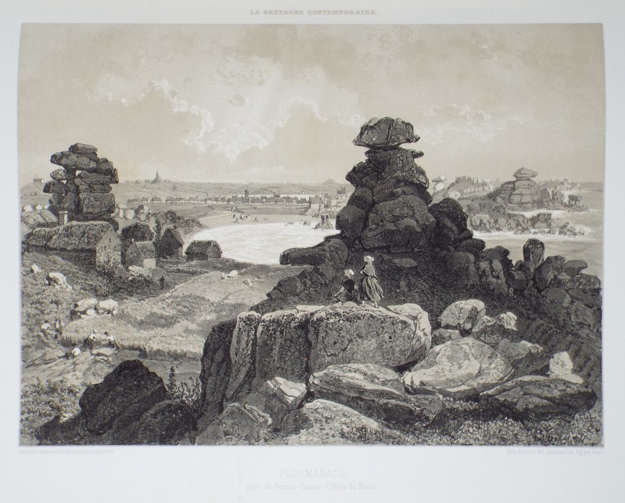 Lithograph - Ploumanac'h, pres de Perros-Guirec. (Cotes-du-Nord) - 
