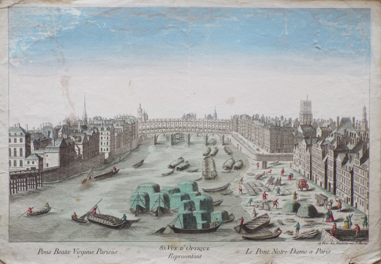 Print - Pons Beatae Virginis, Parisiis. 85. Vue d'Optique Representant Le Pont Notre Dame a Paris