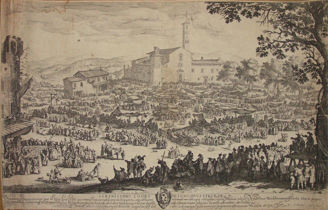 Etching - La Foire d'Impruneta. (The Fair at Impruneta) - Callot