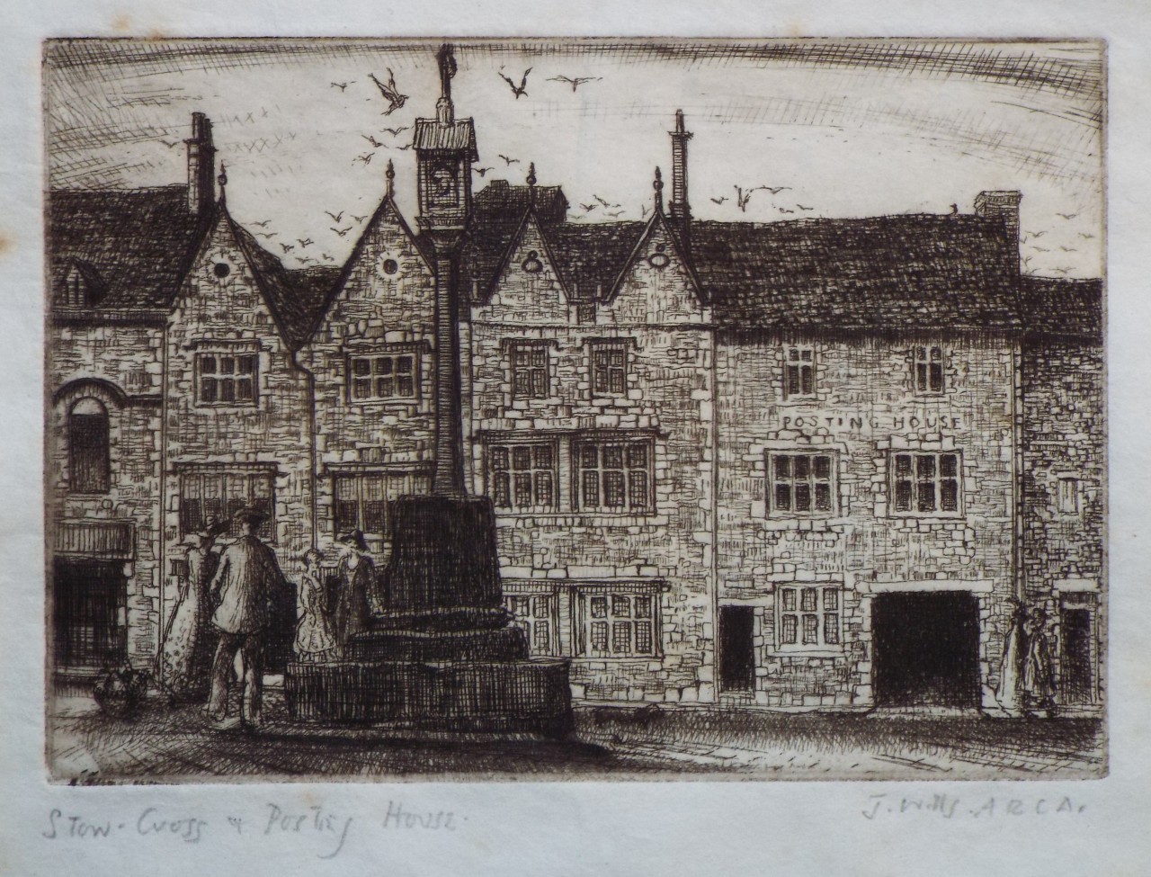 Etching - Stow - Cross & Posting House - Wills