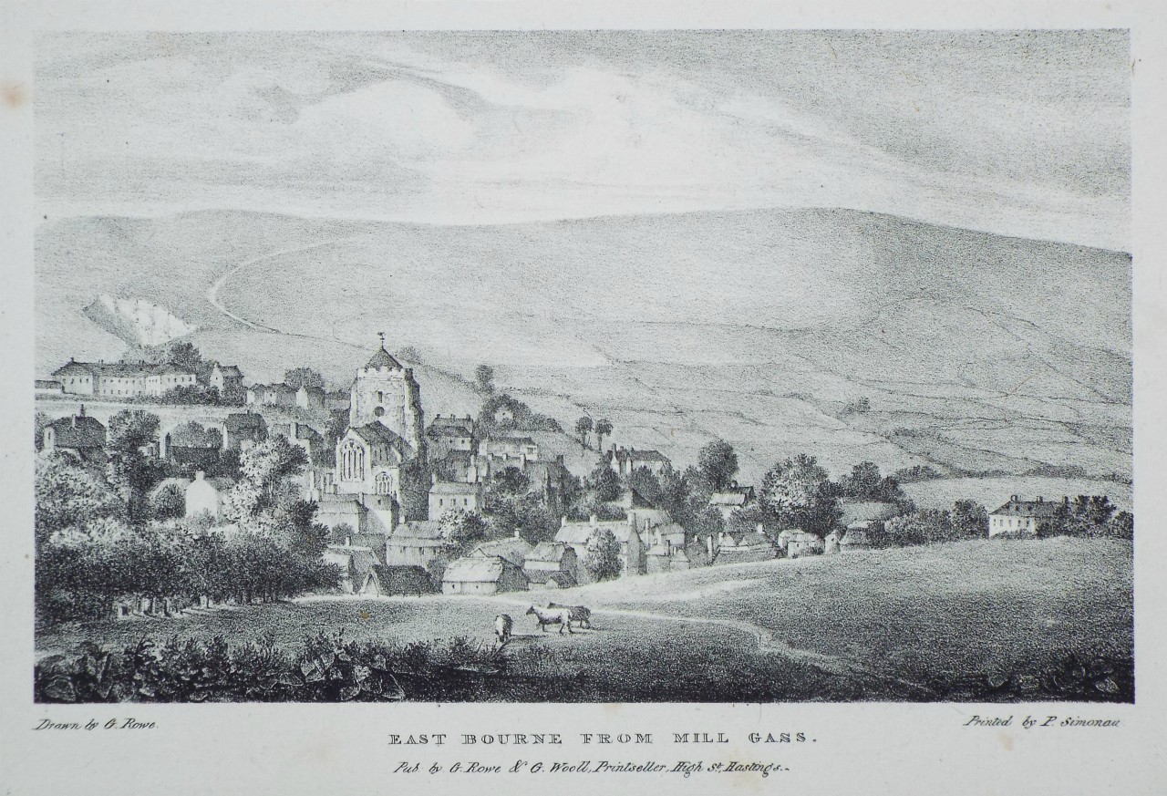 Lithograph - East Bourne from Mill Gass. - Rowe