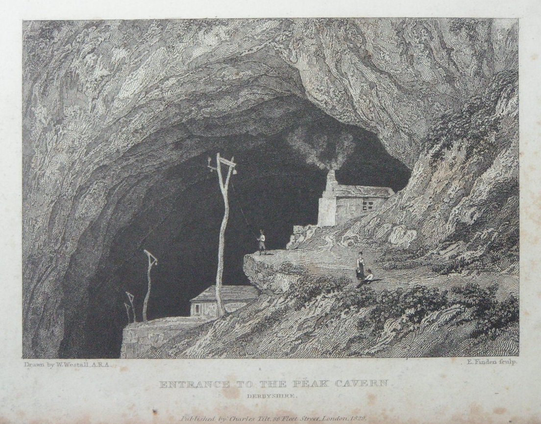 Print - Entrance to the Peak Cavern, Derbyshire. - Finden