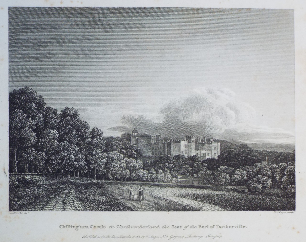 Print - Chillingham Castle in Northumberland, the Seat of the Earl of Tankerville. - Angus