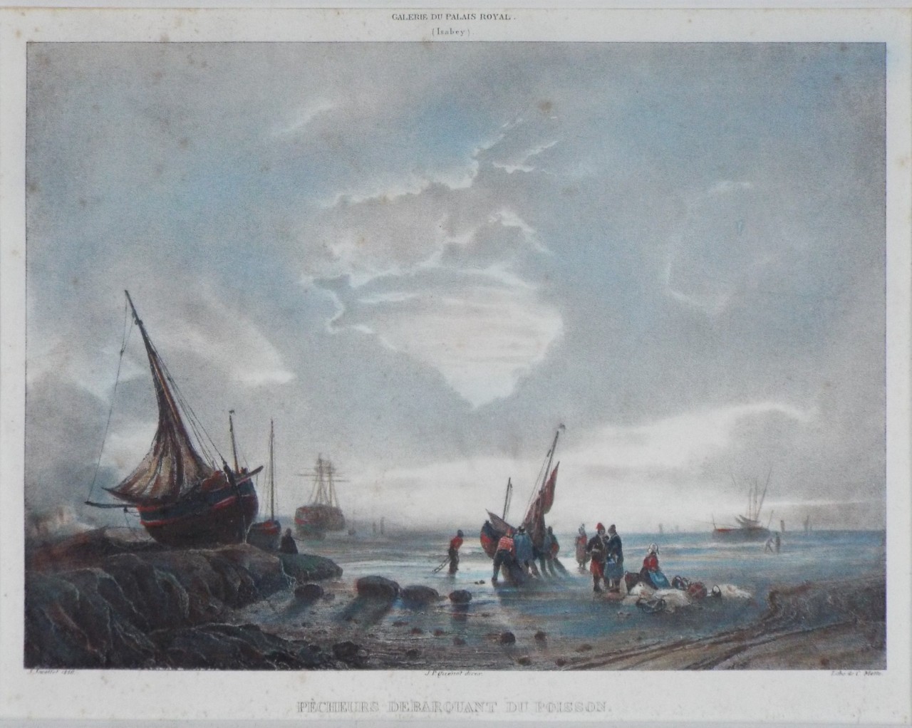 Lithograph - Pecheurs Debarquant du Poisson. - Jacottet