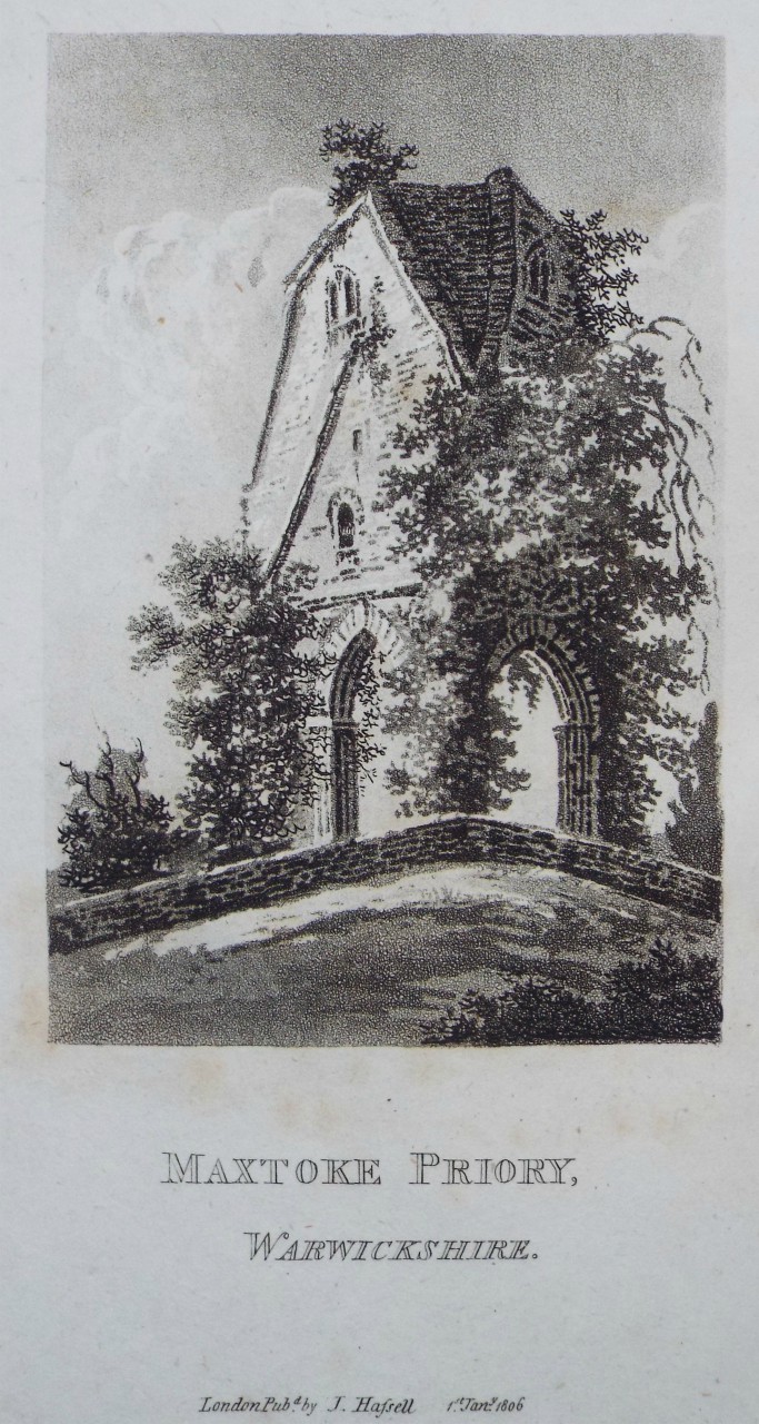 Aquatint - Maxtoke Priory, Warwickshire. - Hassell