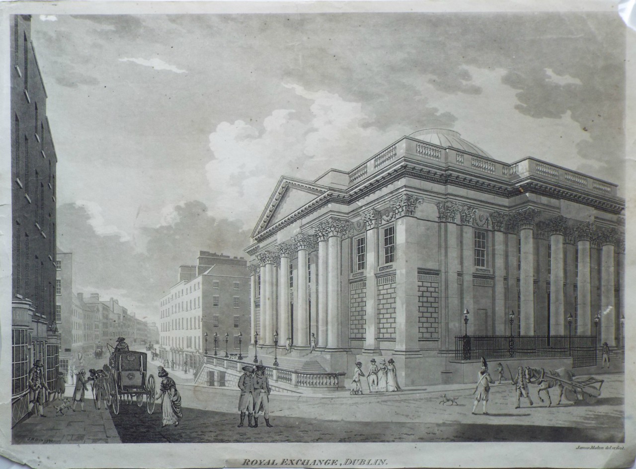 Aquatint - Royal Exchange, Dublin. - Malton