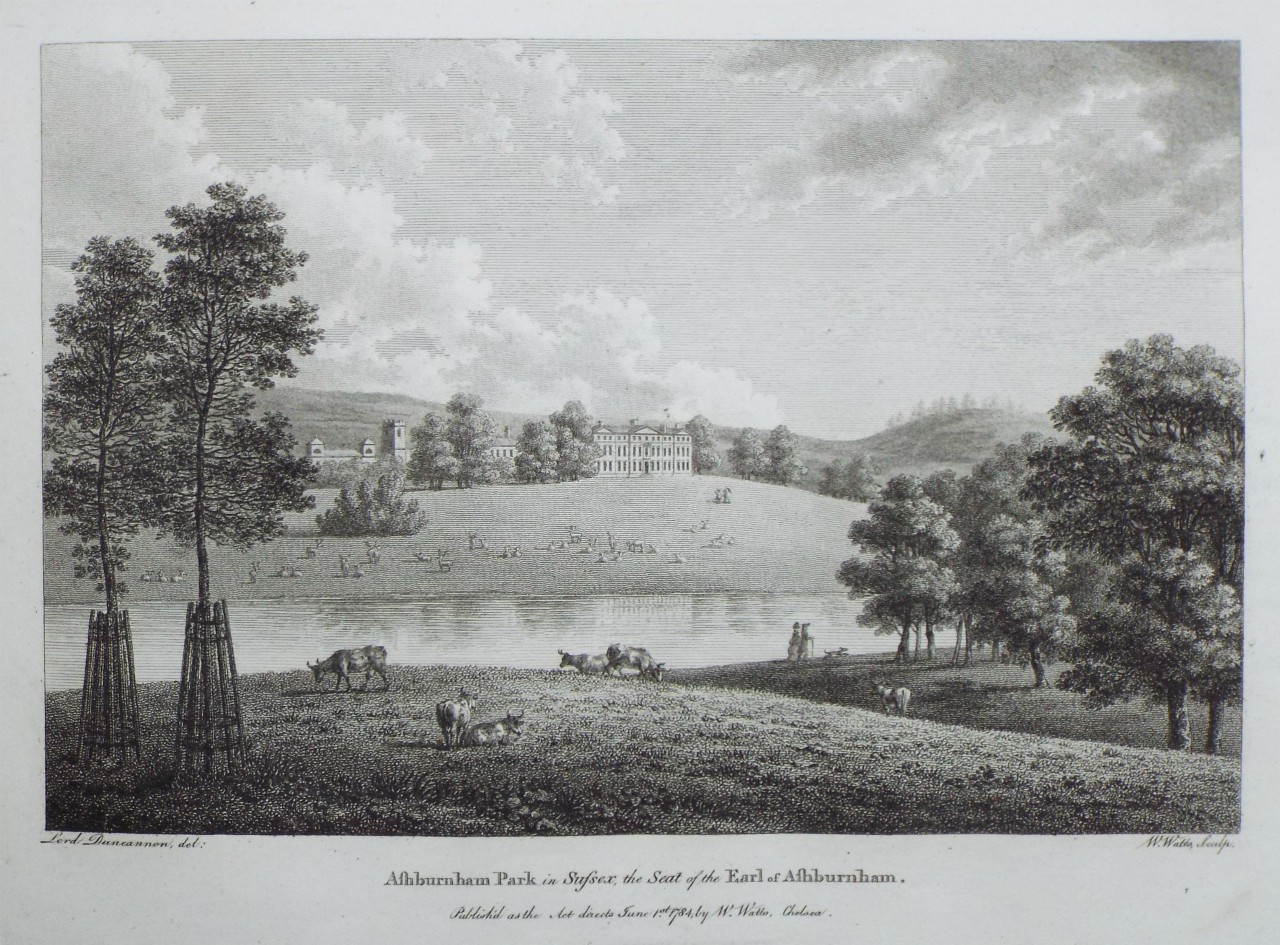 Print - Ashburnham Park in Suffolk, the Seat of the Earl of Ashburnham. - Watts
