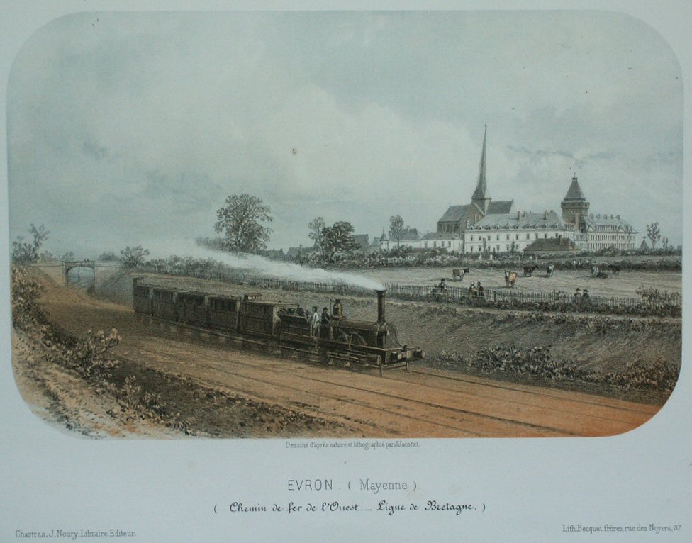 Lithograph - Evron: (Mayenne) (Chemin de fer de l'Ouest - Ligne de Bretagne.) - Jacottet