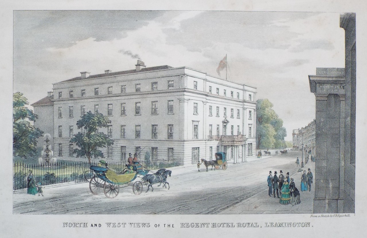 Lithograph - North and West Views of the Regent Royal Hotel, Leamington.