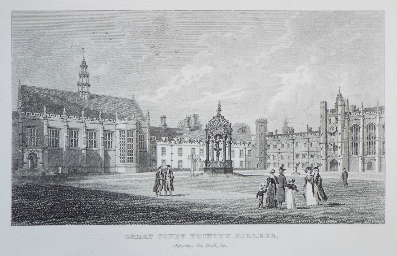 Print - Great Court Trinity College, shewing the Hall, &c.