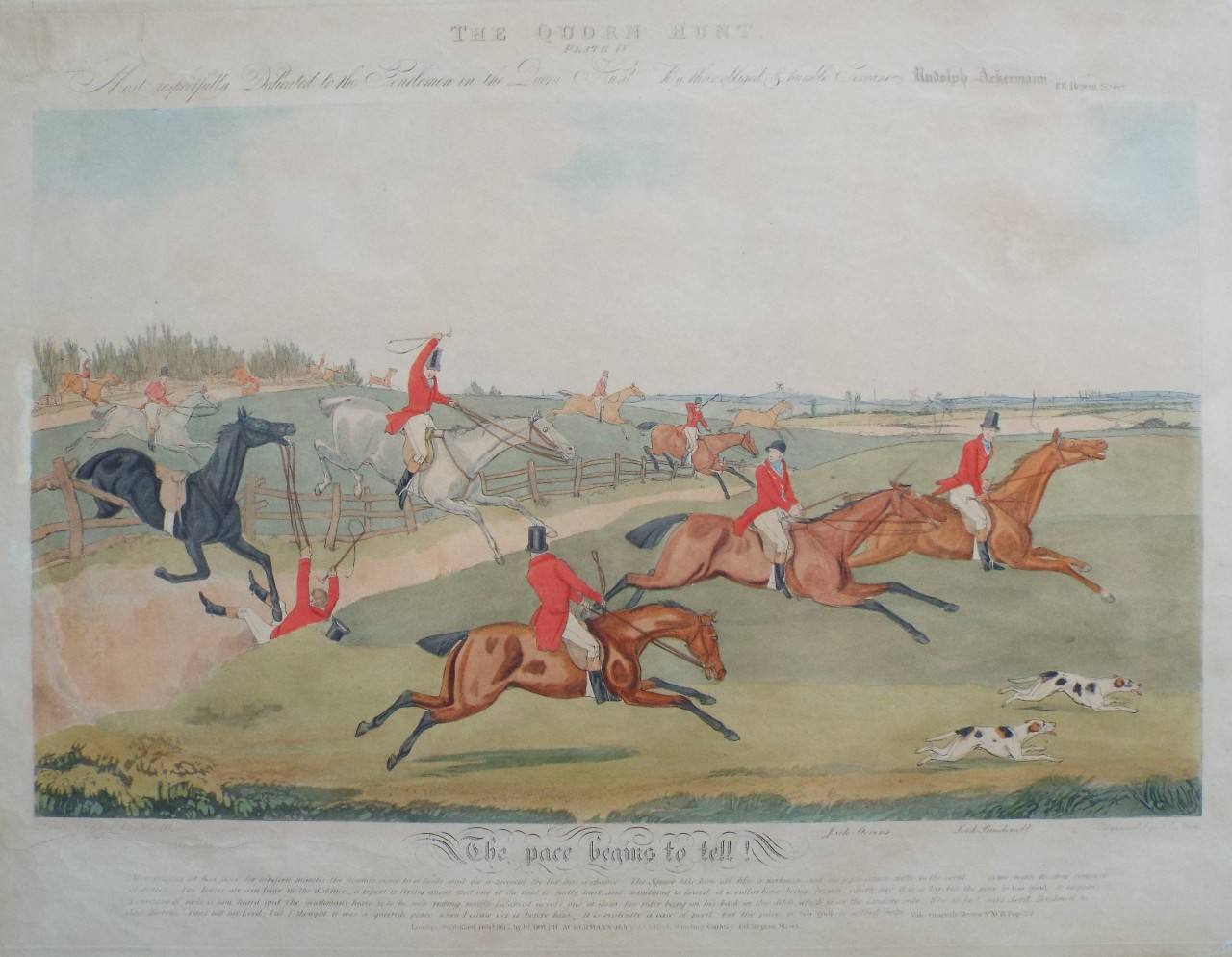 Aquatint - Quorn Hunt Plate IV. The pace begins to tell! - Lewis